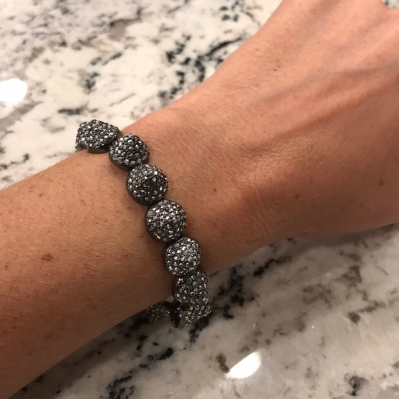 Retro 80's Rhinestone Studded Elastic Bracelet - Punk Rock Glam - Picture 2 of 2